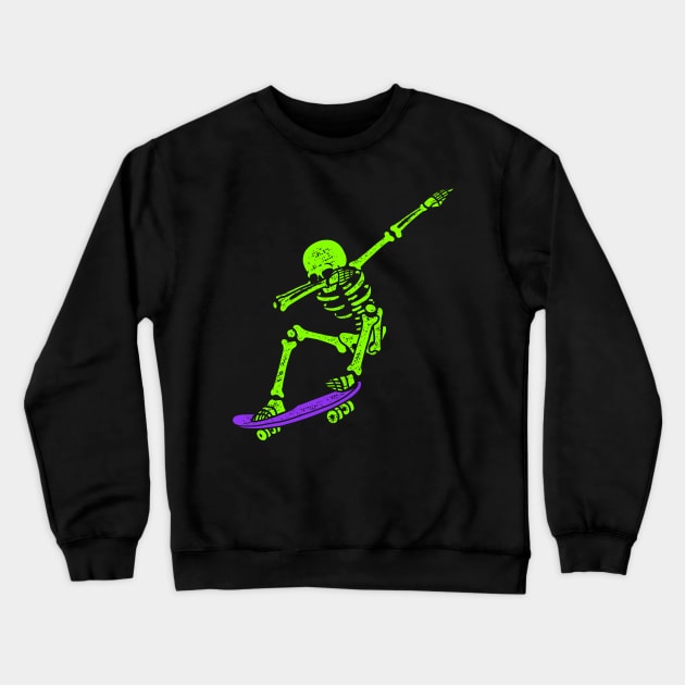 Halloween Dabbing Skeleton Dab Skate Glow Crewneck Sweatshirt by Juandamurai